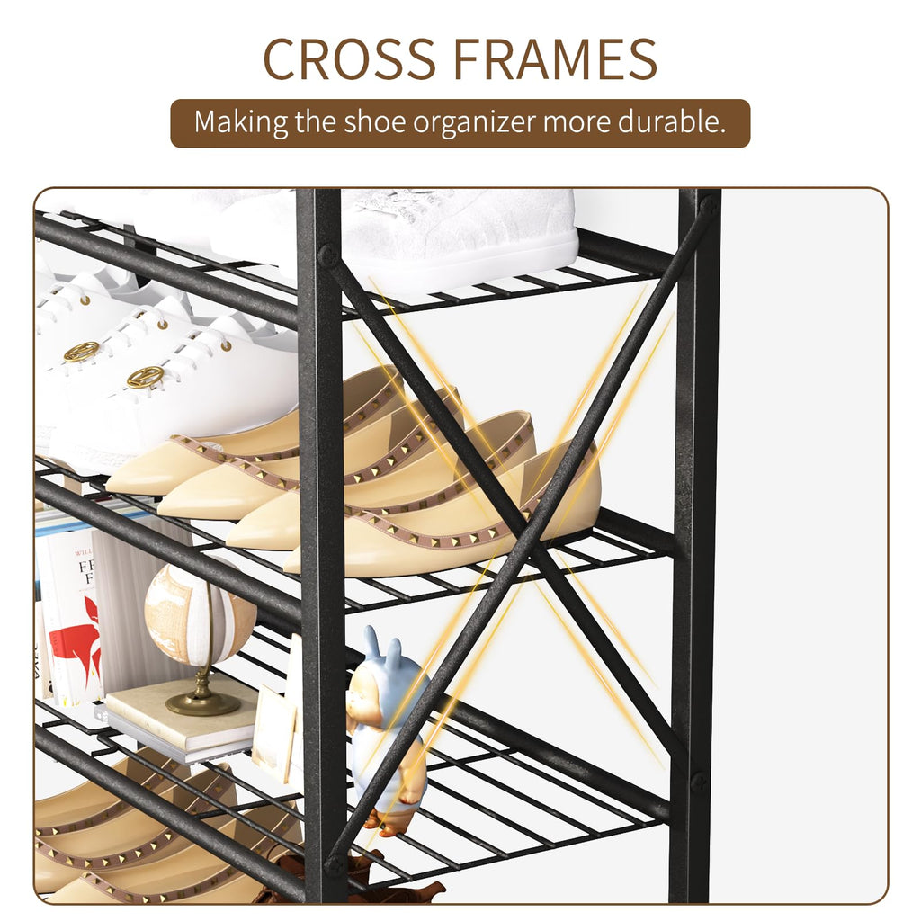 10-Tier Tall Shoe Rack, Large Capacity Shoe Shelf Holds40-45 Pairs, Shoe Shelf, Rustic Brown
