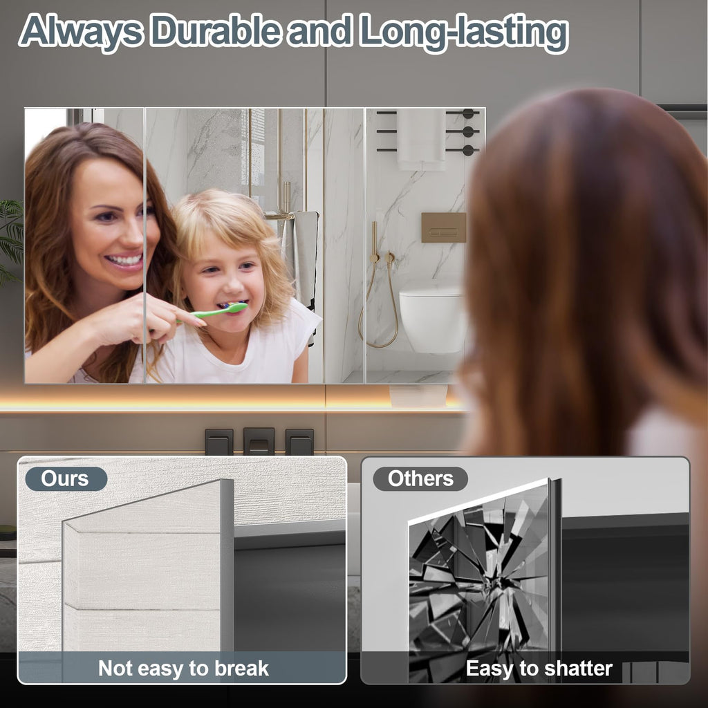 28x40 Inch Bathroom Medicine Cabinet with Mirror, Pre-Assembled Bathroom Medicine Cabinets, Surface/Recessed Wall