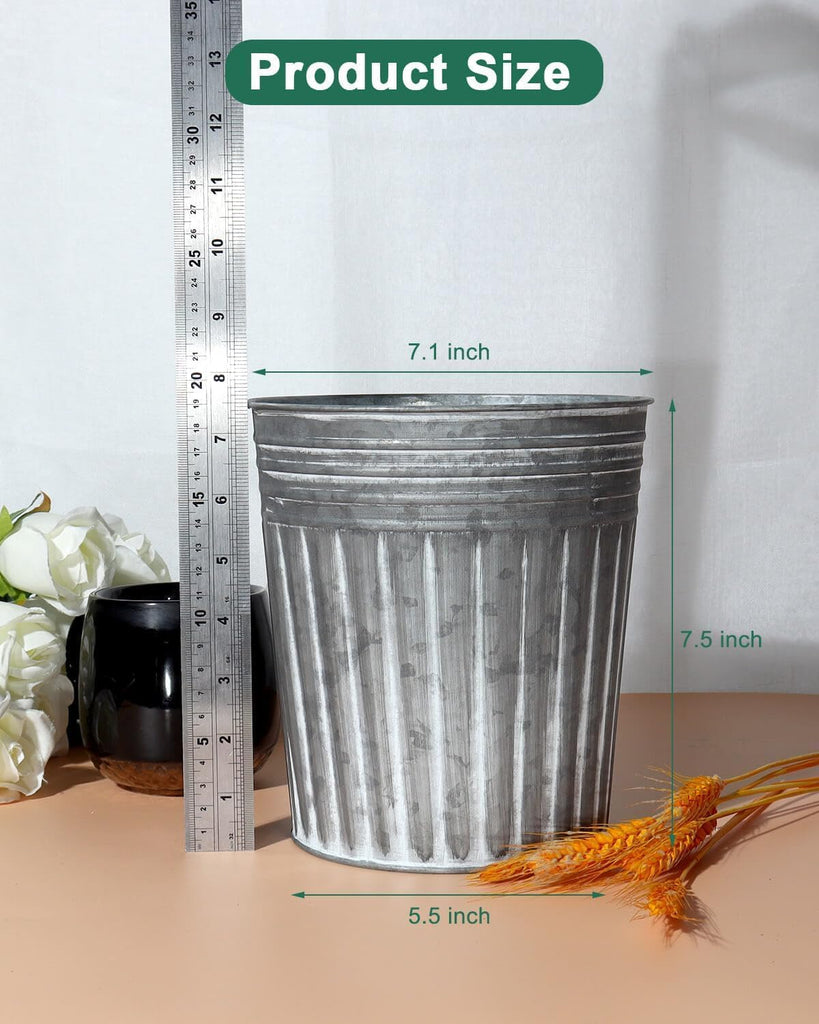 7 Inch Planters, 6 Pack Metal Flower Pots with Drain Hole