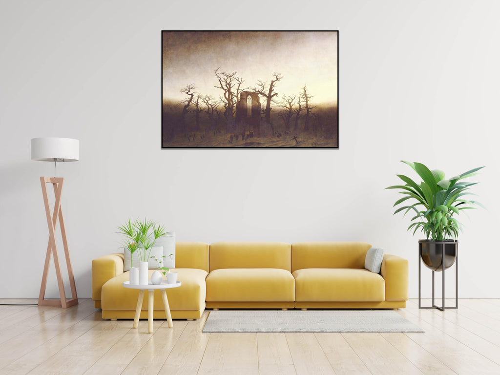 Caspar David Friedrich Canvas Wall Art Eichwald Abbey Poster - Vintage Classic Poster Print Room Aesthetic Wall Decor