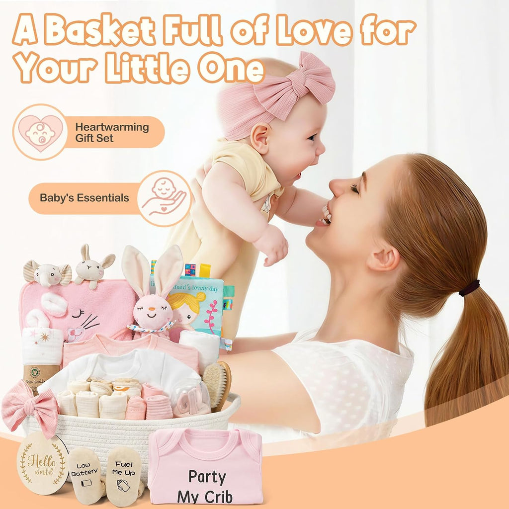 Piece Baby Shower Gifts for Girls, Baby Essentials for Newborn, Large Baby Girl Gift Basket, Gender Reveal Gifts