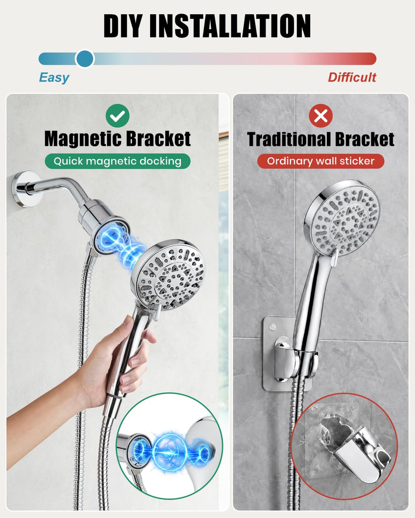 Tub Shower Faucet Set 6 Mode Handheld Valve Kit Polish Chrome