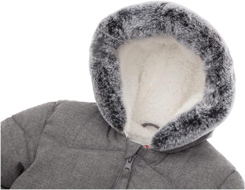 Baby Boys' Sherpa Lined Winter Puffer Jacket with Mini Fur Hood