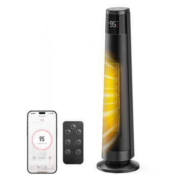 1500W PTC Ceramic Smart Space Heaters for Indoor Use, Portable Heater with Remote & App Control for Large Room