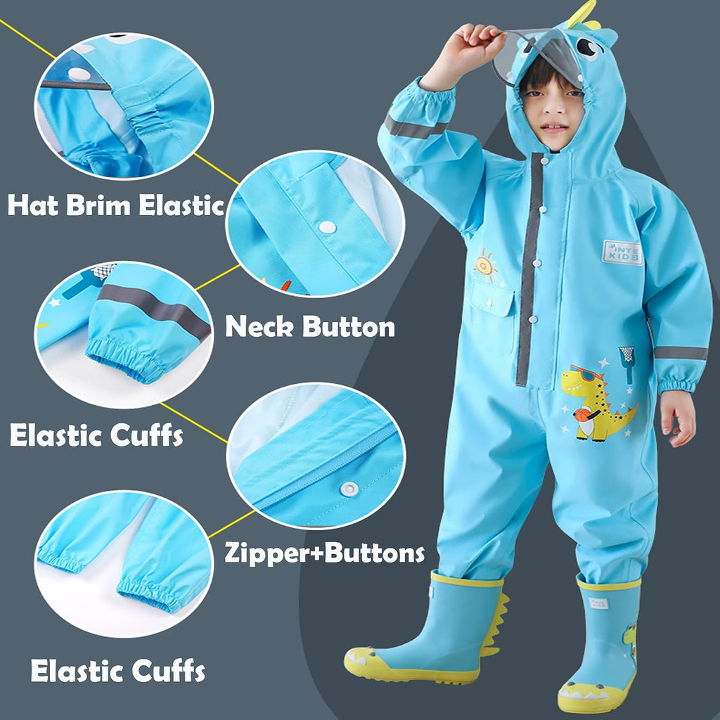 Kids Toddler Boys Girls Rain Suit Waterproof One Piece Coverall