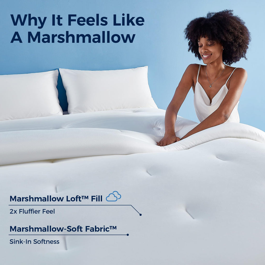 Marshmallow Comforter Queen, Ultra Soft & Fluffy Duvet Insert & All Season Comforter, Lightweight Hotel Luxury