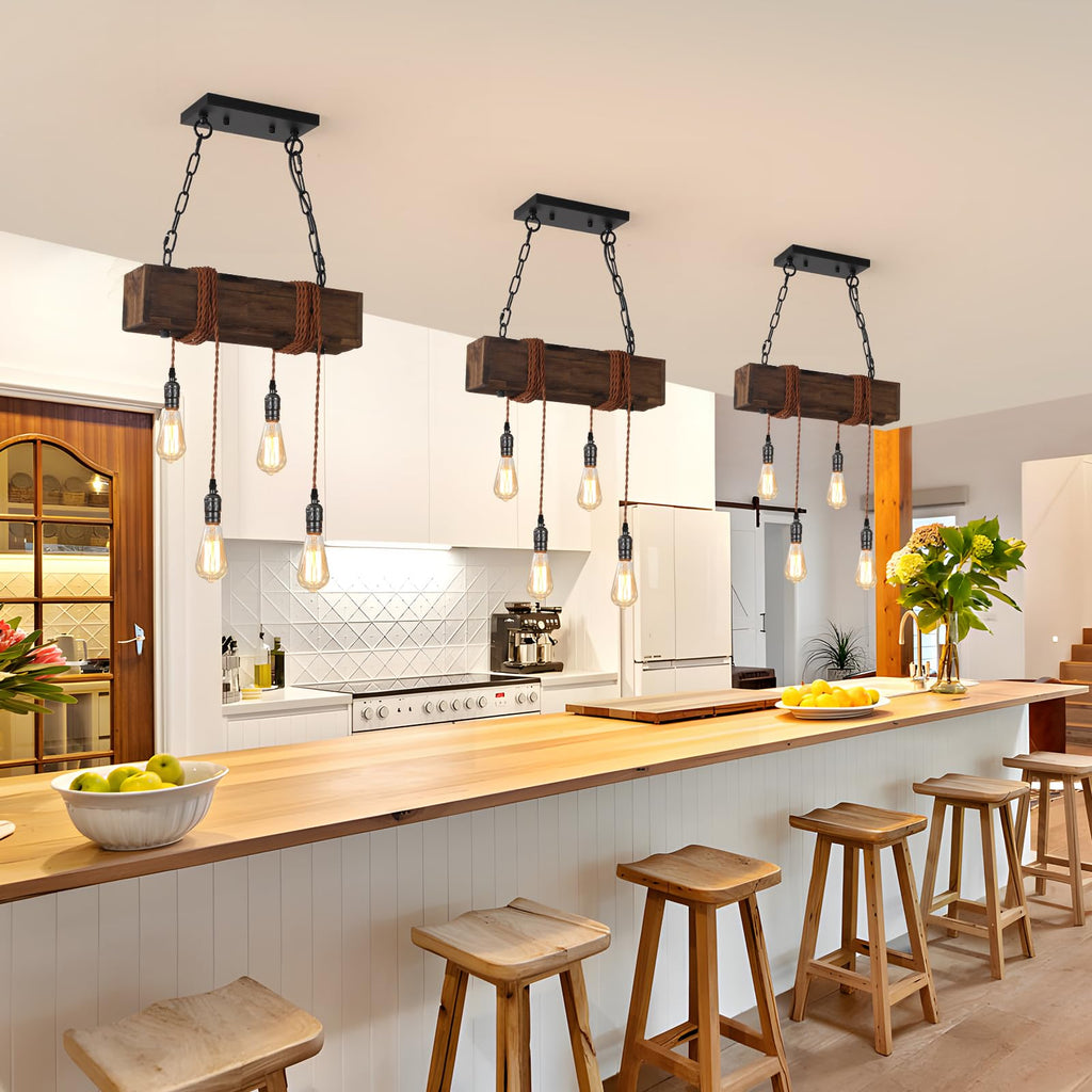 4-Light Rustic Chandelier, Farmhouse Kitchen Island Lighting
