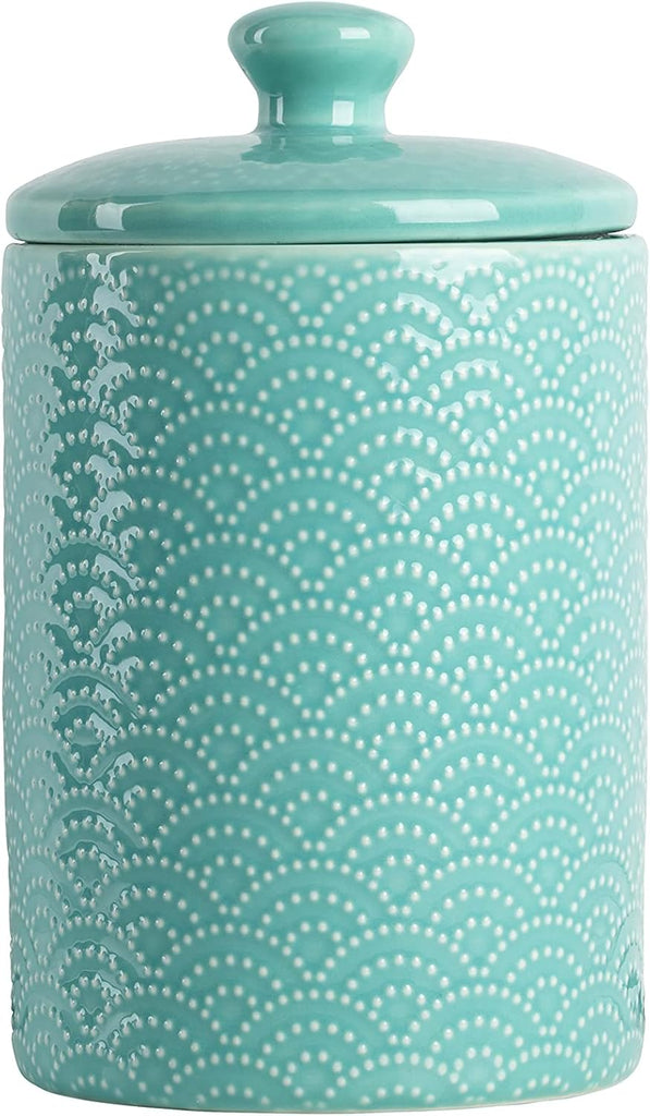 Embossed Ceramic Kitchen Canister Set, Tide Blue - Set of 3
