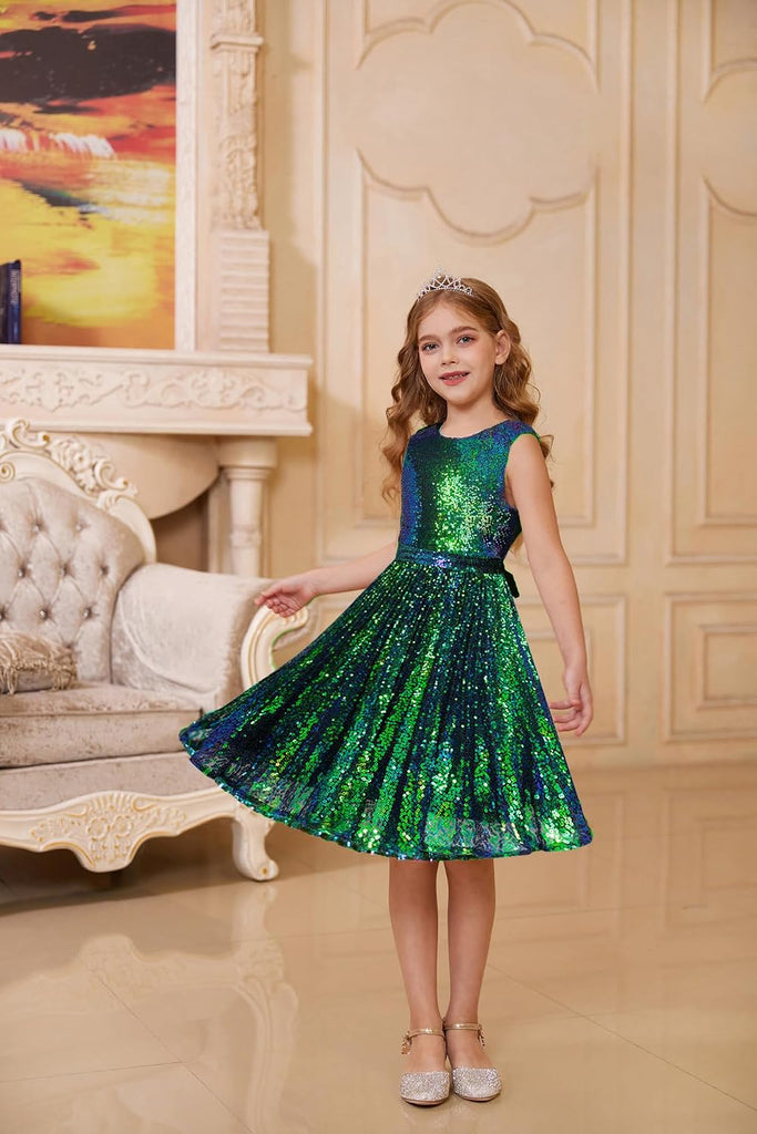 Girls Fancy Sparkly Sequin Formal Party Dance Dress