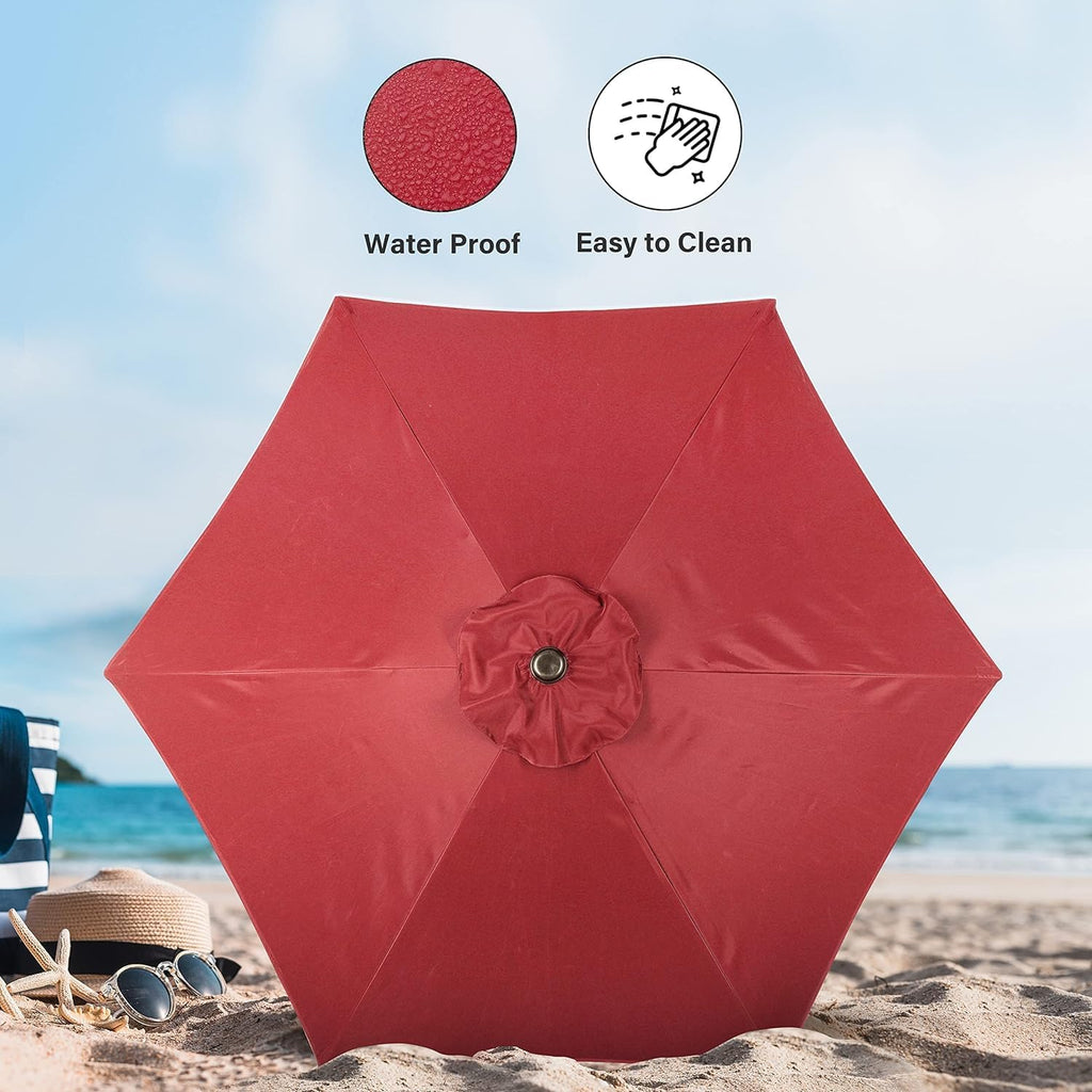 9' Patio Umbrella Outdoor Table Market Yard Umbrella with Push Button Tilt/Crank - Red