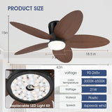 Palm Leaf Ceiling Fans with Lights-42 Tropical Ceiling Fan with Light and Remote/APP Control,Flush Mount Low Profile Ceiling Fans for Bedroom,Indoor/Outdoor Patio Use(Brown) A101-B0DLVRN4HL
