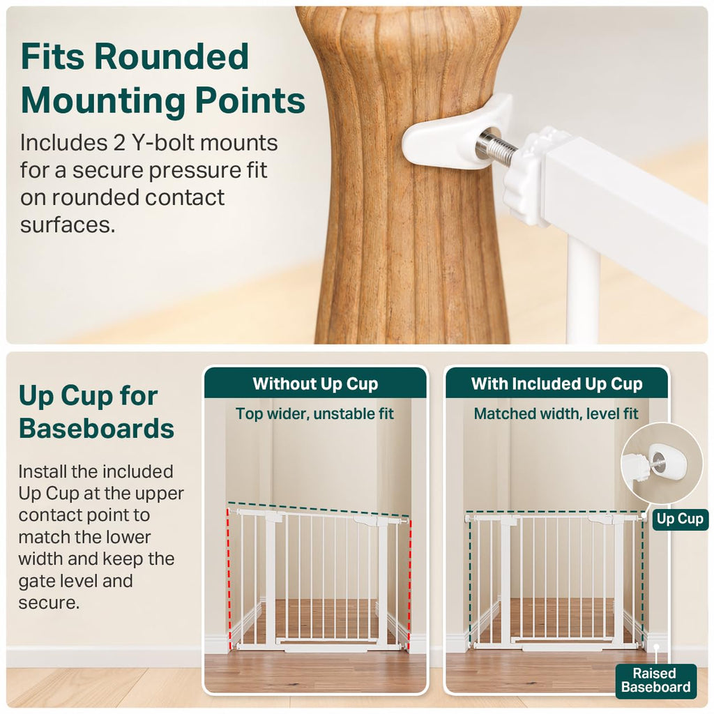 30-40.6 in Baby Gate for Stairs and Doorways, Dog Gate Indoor White