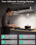 36 Inch Stainless Steel Under Cabinet Range Hood 900 CFM Ultra-Quiet 4 Speed Gesture Control, LED Lights External Venting