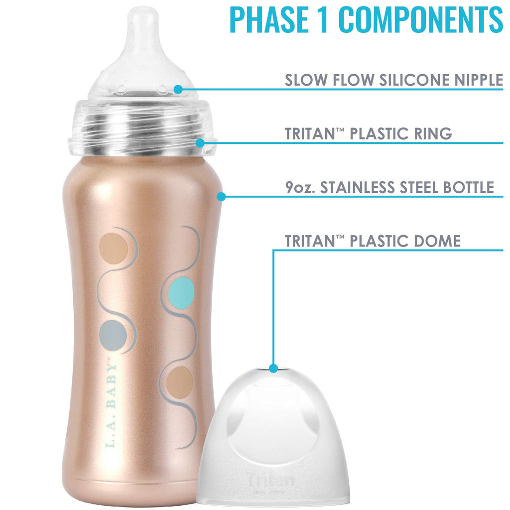 Stainless Steel Baby Bottle 9oz Insulated Baby Bottle | Insulate Milk for 10+ Hours | Non-Toxic Food-Grade Stainless