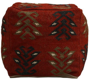 Star Authentic Floor Pouf Cover Kilim Pouf Cover Handmade Ottoman Foot Stool Cover Vintage Jute Wool Rustic Cover