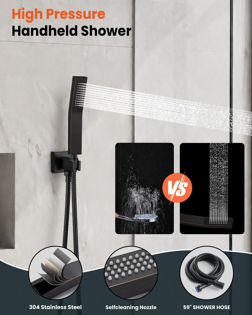 Ceiling Shower System with Handheld Oil Rubbed Bronze, 10 inch Head