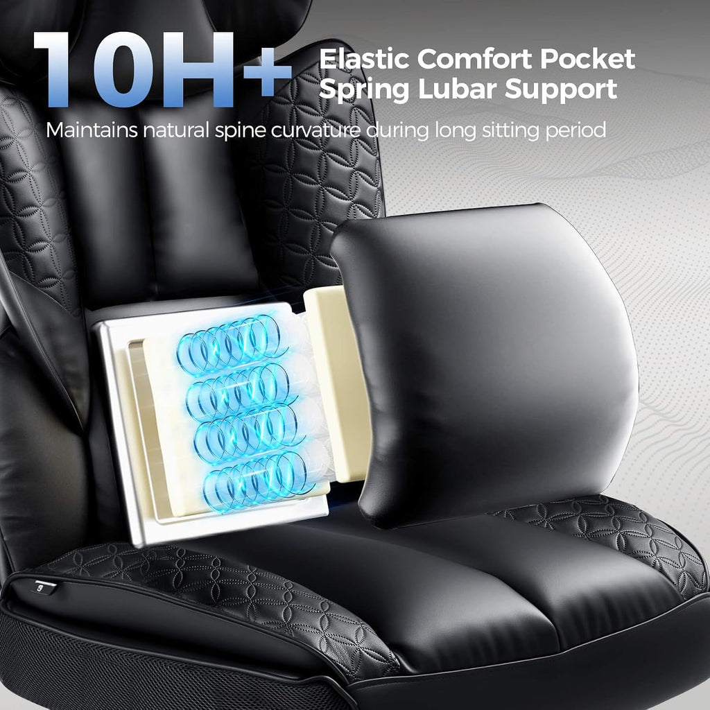 Big and Tall Gaming Chair 400lbs Heavy Duty Office Chair with Footrest, High Back Pocket Spring Lumbar Support