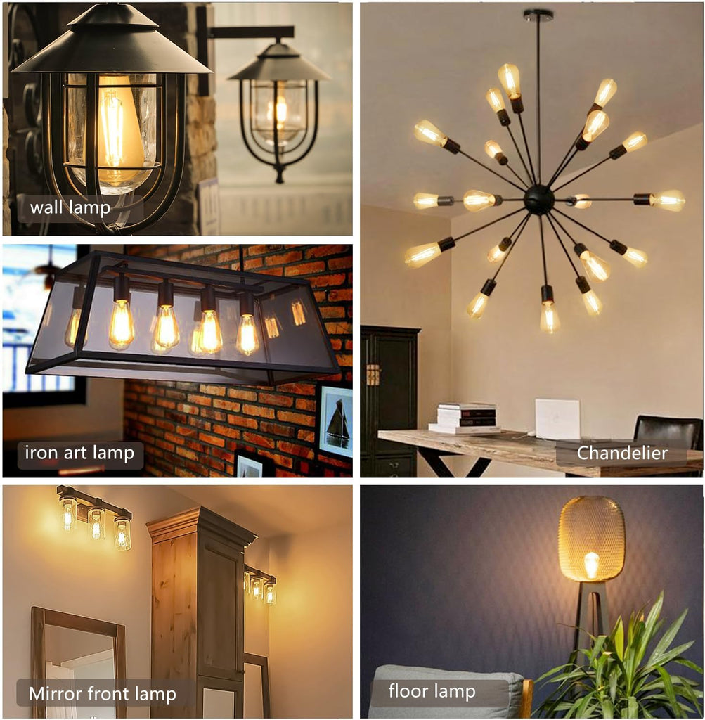 4Pack ST58/ST19 Vintage LED Edison Bulbs, Warm White 2700K, 6W Equivalent 60W LED Filament Light Bulbs, Dimmable