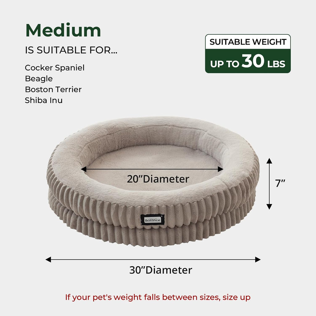 Donut Dog Bed, Round Dog Bed Medium Size Dogs Washable, Orthopedic Calming Dogs Beds for Kitten, Fluffy