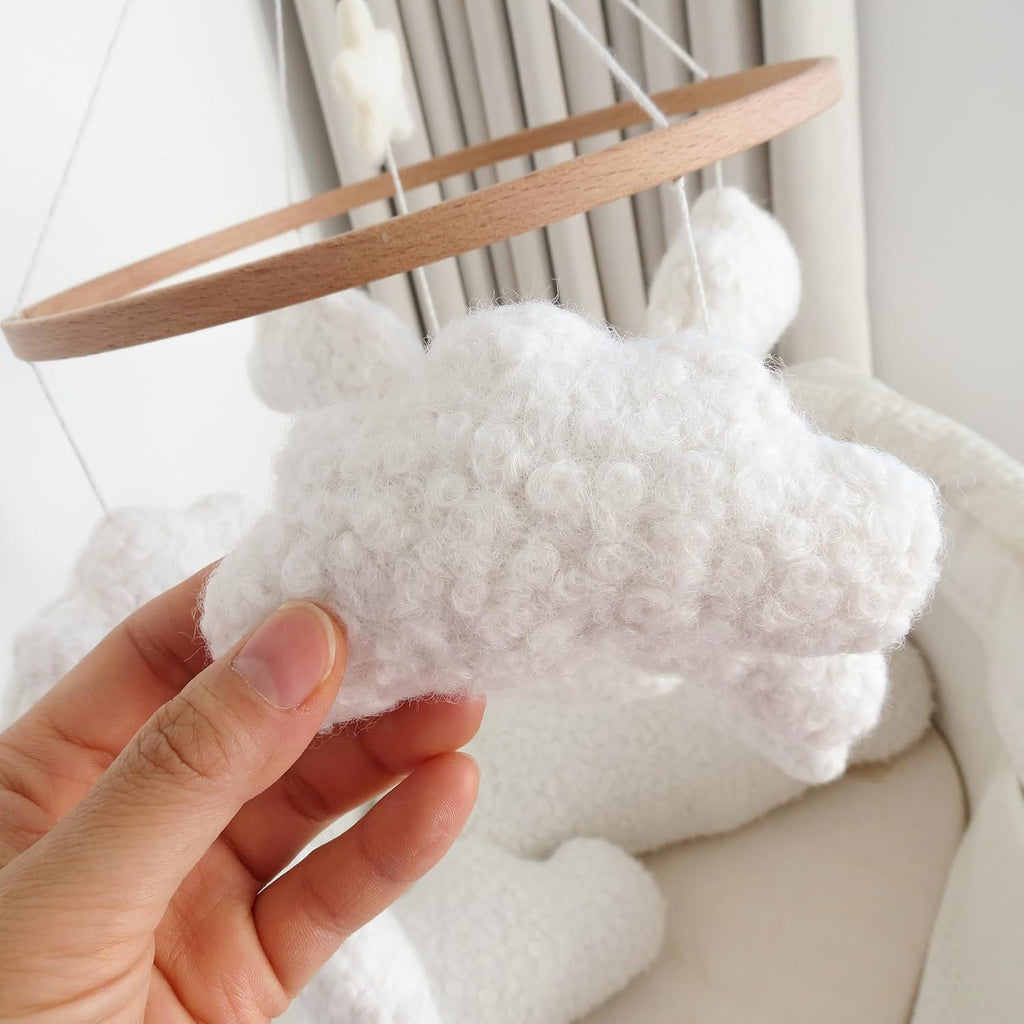 Soft Cloud & Bear Baby Mobile for Crib | Neutral Nursery Mobiles for Baby Crib Mobile for Girls & Boys | Wooden