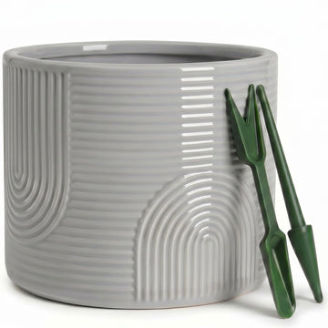 6 Inch Ceramic Plant Pot - No Drainage Hole - Stone Gray