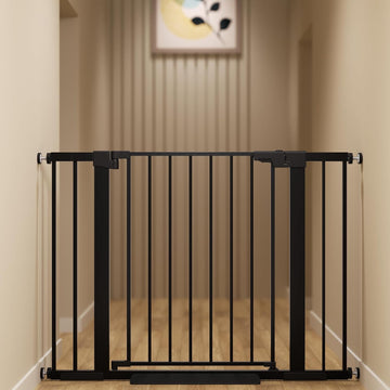 29-42 inches Metal Baby Gate for Stairs/Doorways, 30 inches Tall Pressure Mounted Pet Gates, Auto-Close Child Safety