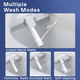 Square Electric Bidet Toilet Seat with Remote Control, Warm Water Wash, Heated Seat, Adjustable Temperature, Moving Nozzle Massage, Night Light, Fits Existing Toilets