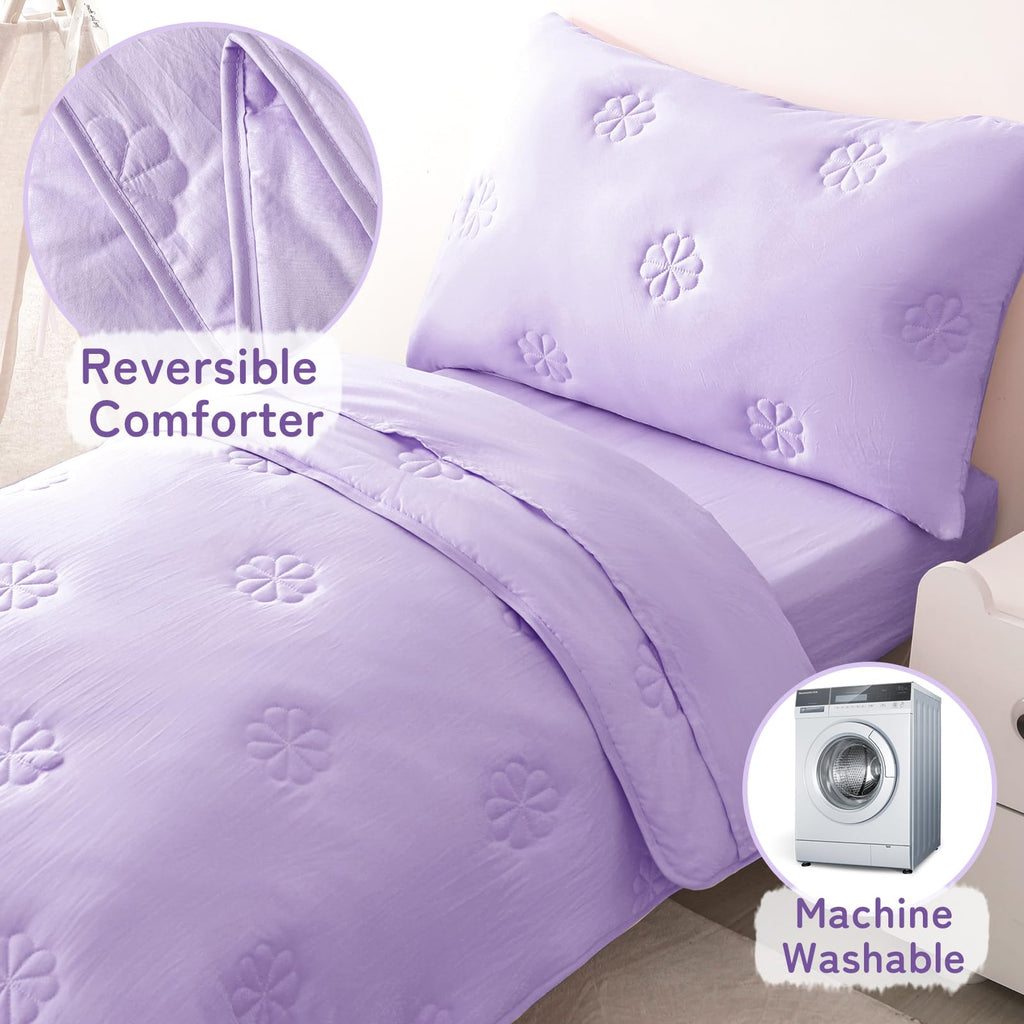 Toddler Bedding Set for Girls Boys Kids Comforter Set Light Purple