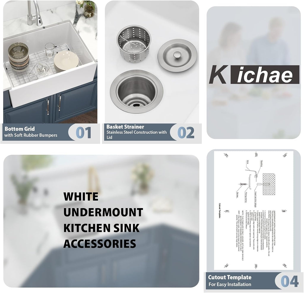 28 White Farmhouse Kitchen Sink - 28 Inch Farmhouse Kitchen Sink Apron Front White Fireclay Ceramic Porcelain Single