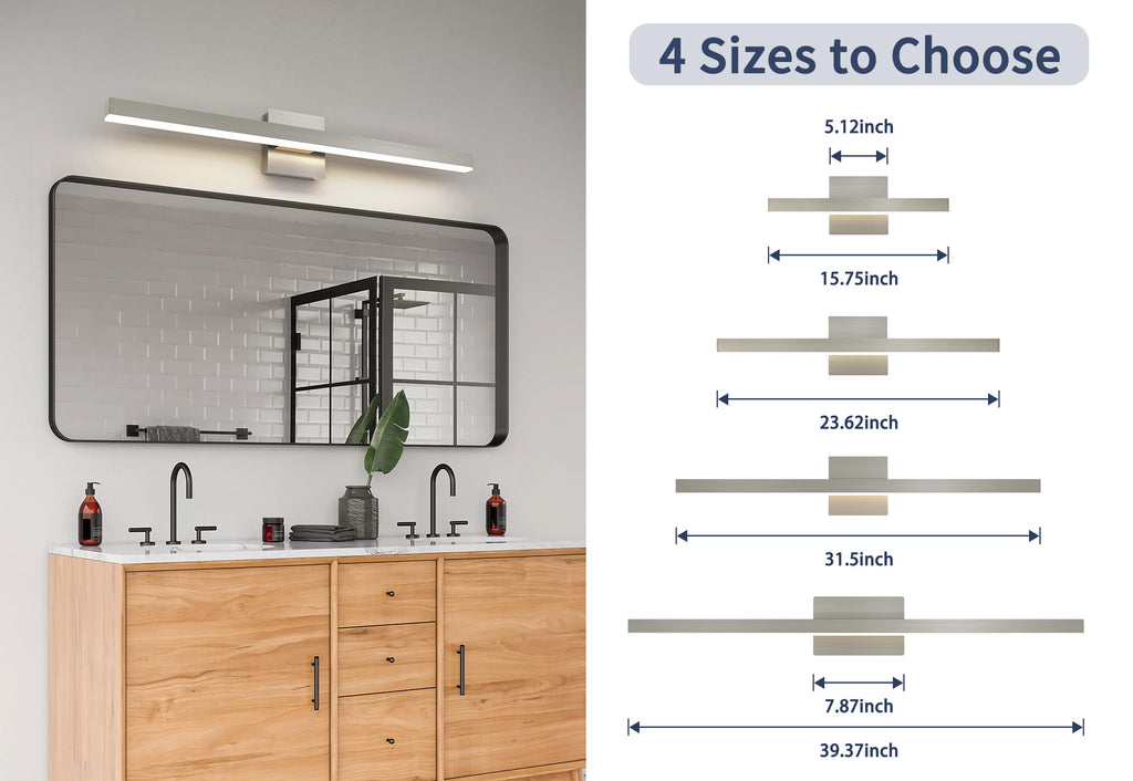 Brushed Nickel Vanity Light Lighting Fixtures Over Mirror Modern Bath Vanity Lights Bar 5CCT Diammable Bathroom