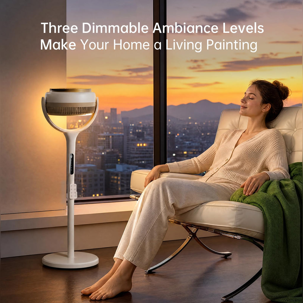 Standing Fan , 1100CFM Pedestal Fans Oscillating with Remote and Night Light, 3 Modes Floor Fan with DC Motor, 25dB