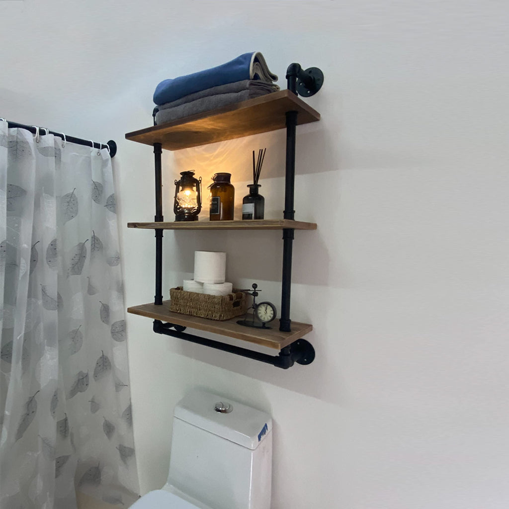 Industrial Pipe Shelving Bathroom Shelves with Towel bar