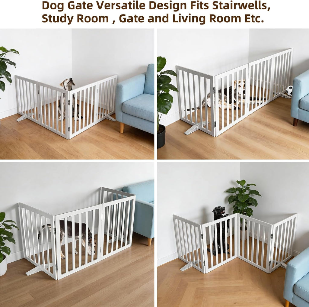 Dog Gate Indoor, Freestanding Dog Fence for The House, Doorways, Hallways, or Stairs, Pet Gate Foldable