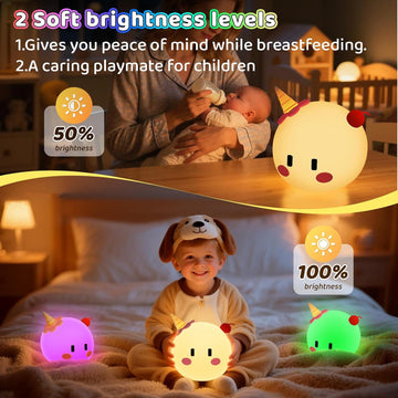Monster Night Light for Kids, Color Modes & Voice Controlled Light Lamps, Cute Soft Touch Silicone Portable