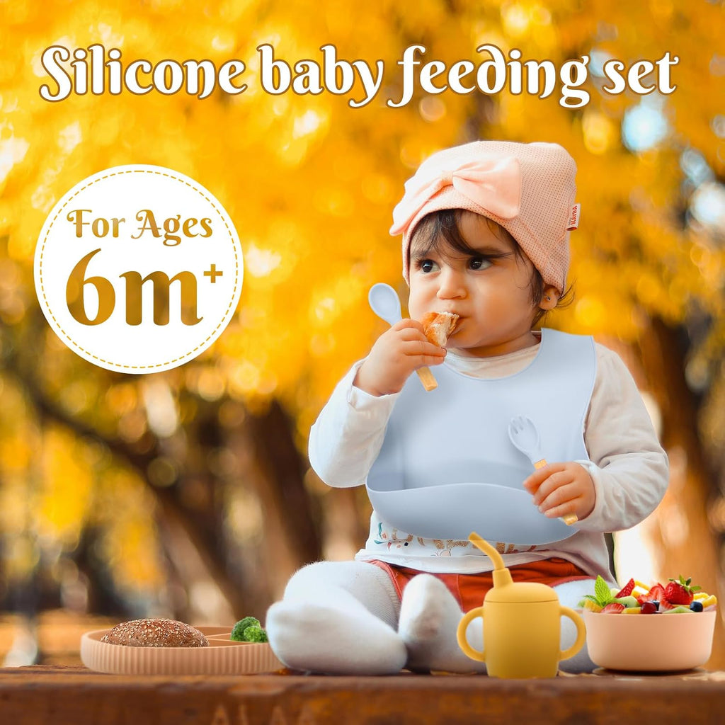 Feeding Set 21 Pcs, Baby Led Weaning Supplies, Baby Feeding Supplies Set BPA Free, Essentials for Newborn Gift Mixed