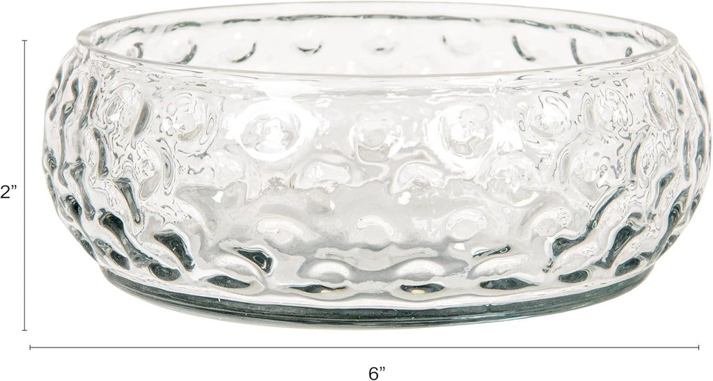 Hand-Blown Glass Inverted Hobnail Bowl, Clear