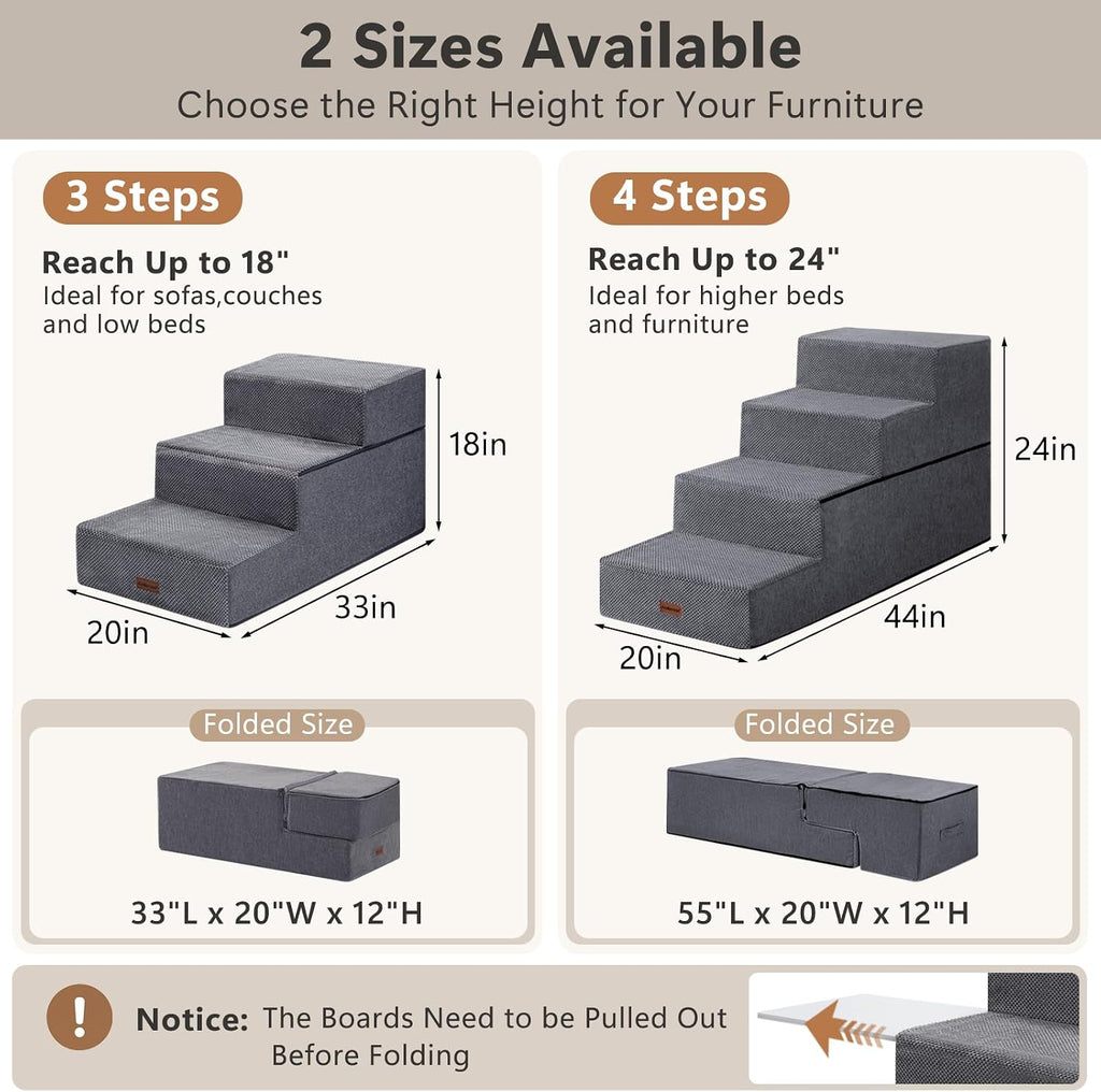 Dog Stairs for Large Dogs 18" H, Extra Wide Pet Steps for Couches & Beds