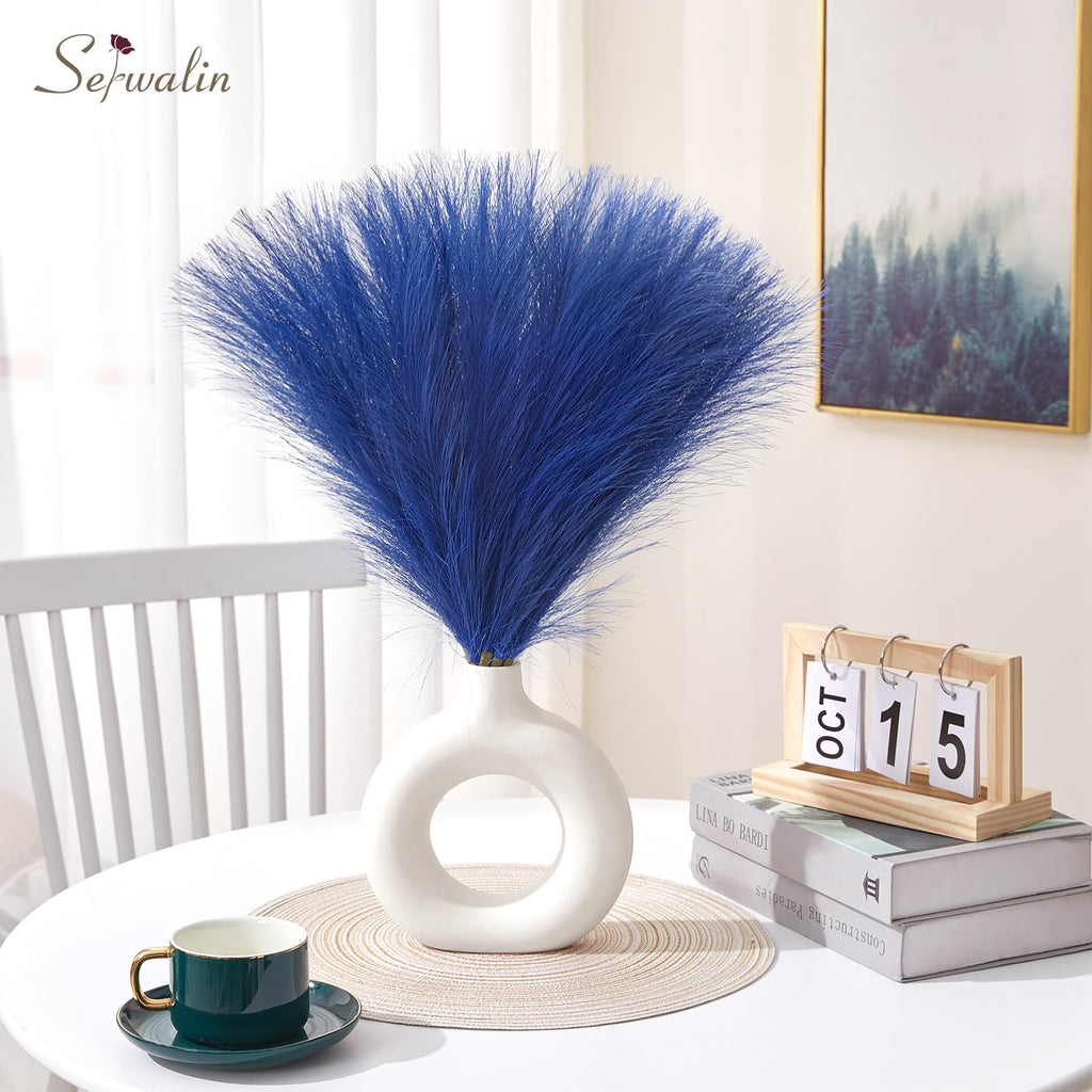 6PCS 17.7 Inch Royal Blue Artificial Pampas Grass Decor