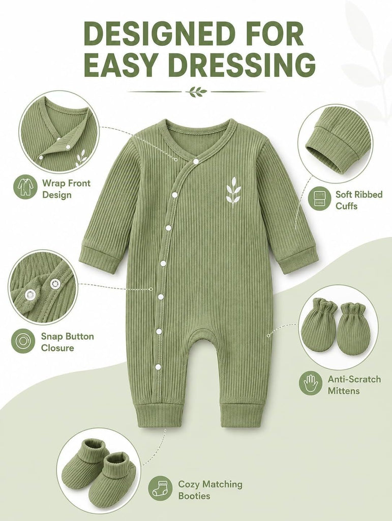 Baby Boy Piece Ribbed Romper Set