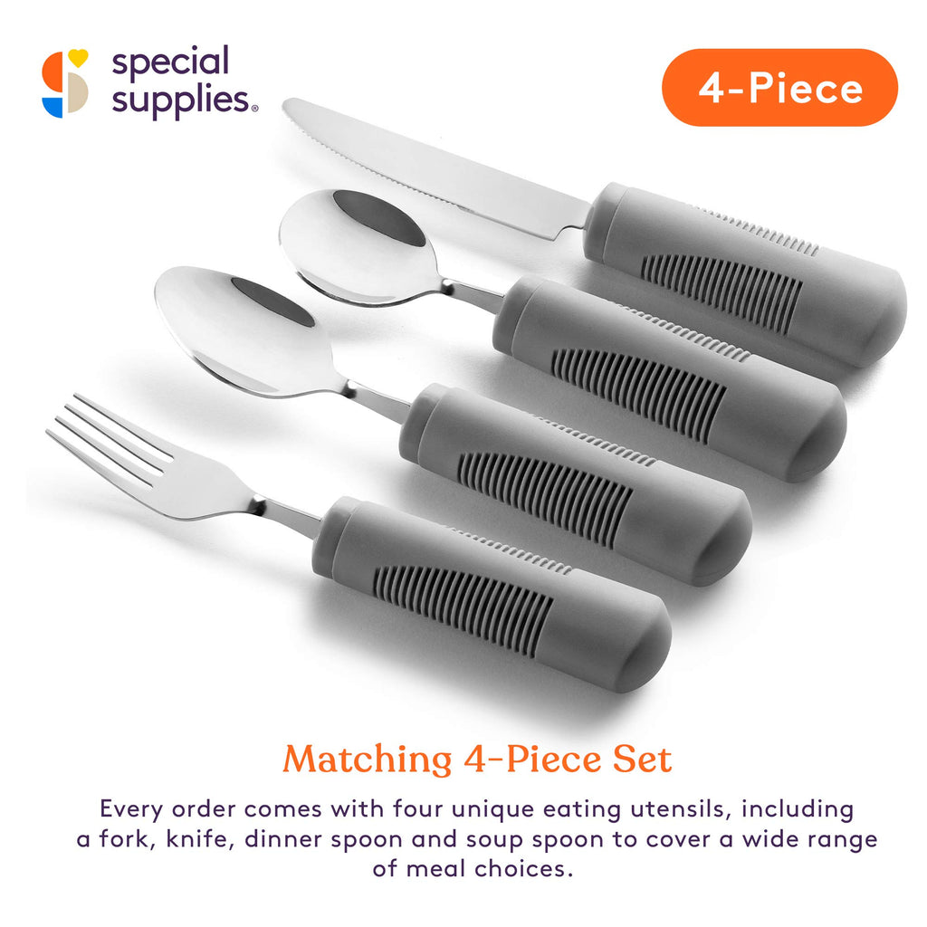 Adaptive Utensils (4-Piece Kitchen Set) Weighted, Non-Slip Handles for Hand Tremors, Arthritis, Parkinson's Elderly