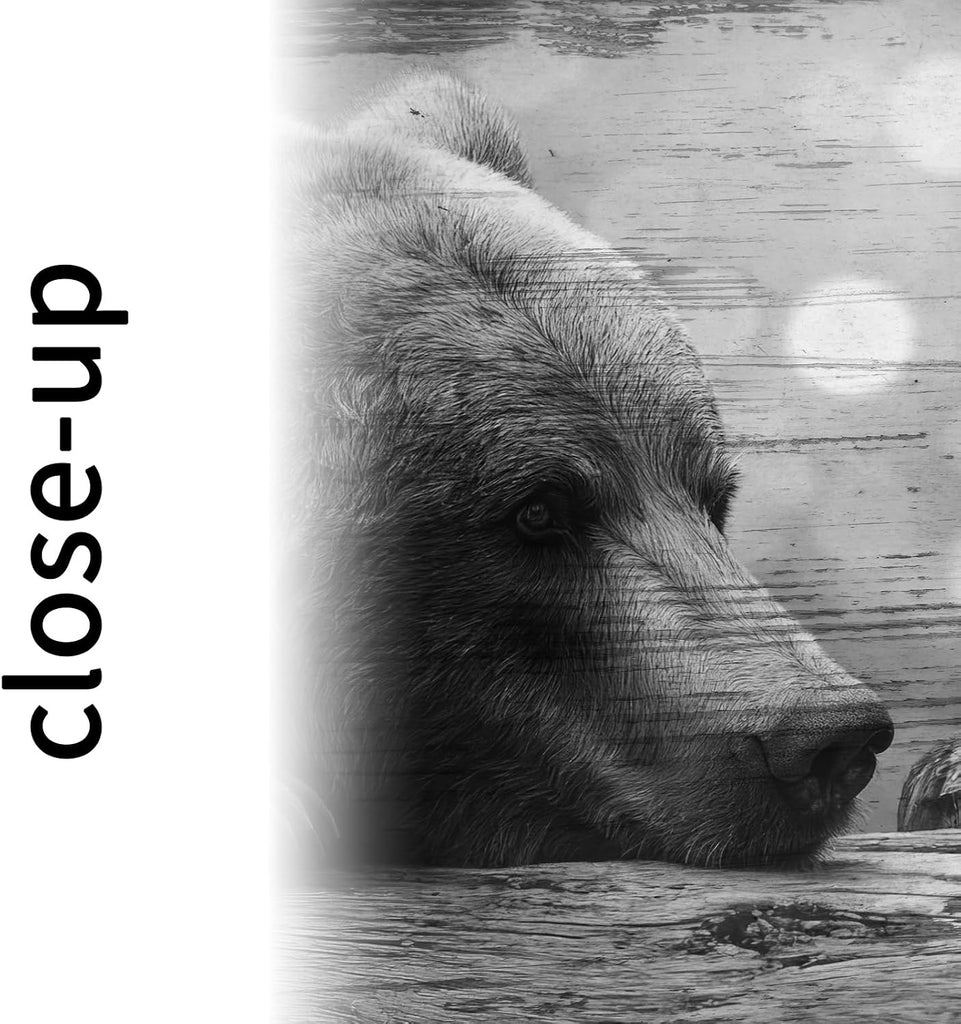 Black and White Grizzly Bears Canvas Wall Art 20x48'' Black Floater Frame Wildlife Prints Stretched Canvas Ready to