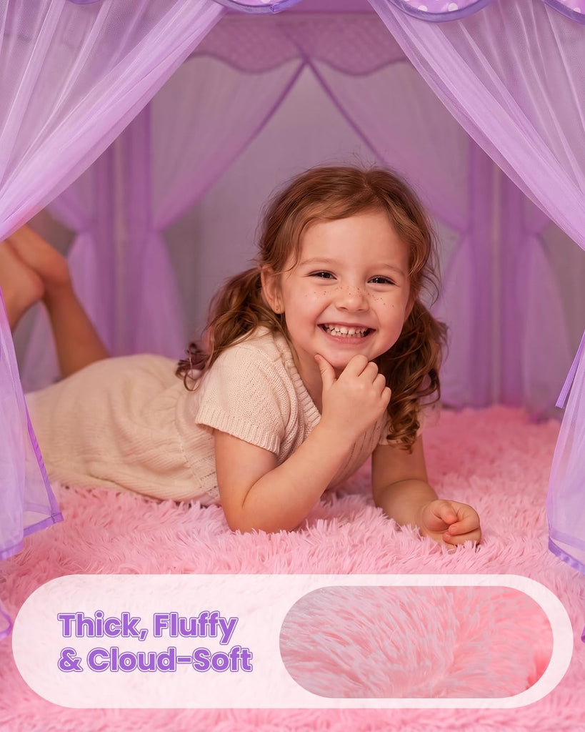 Princess Castle Tent for Girls Indoor, Play Tent with Rug