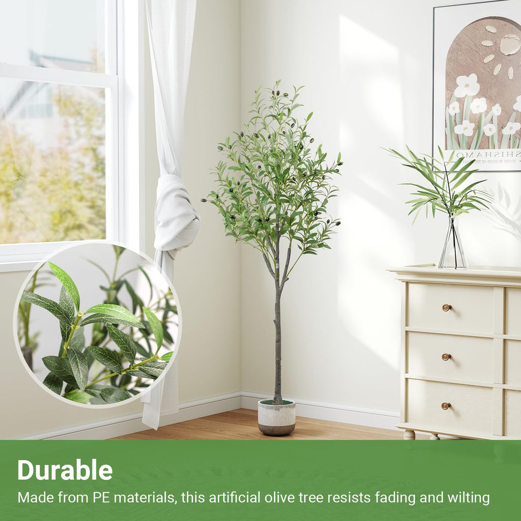 5 Feet Artificial Olive Trees Indoor, Fake Faux Olive Silk Tree