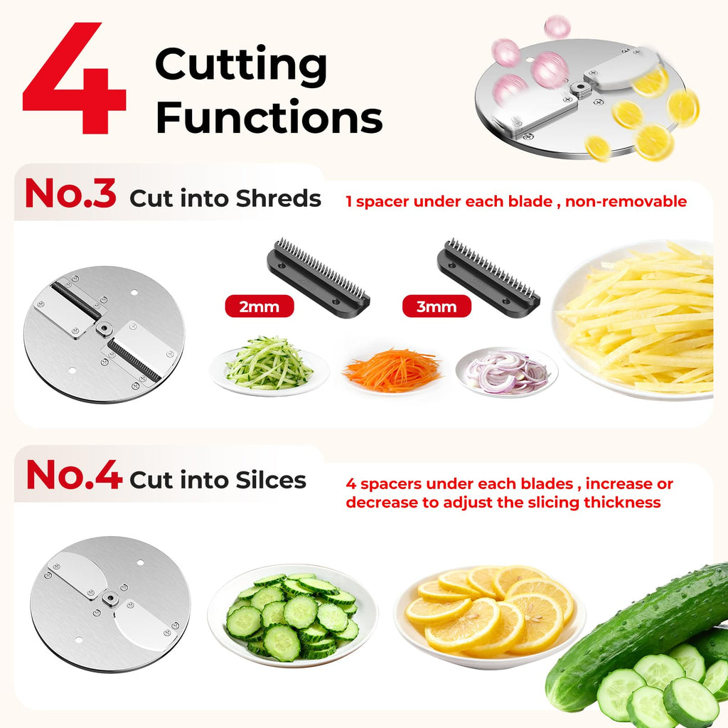 4-In-1 Electric Vegetable Chopper, 200W Vegetable Slicer Food Processor, Veggie Food Cutter With Slicing Shredding