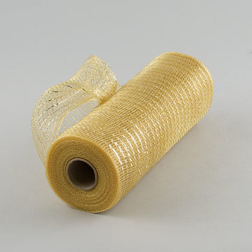 10" Wide Poly Deco Mesh Solid Metallic Champagne Gold 10 Yard Perfect for Decorating, Wrapping and Crafts Plastic