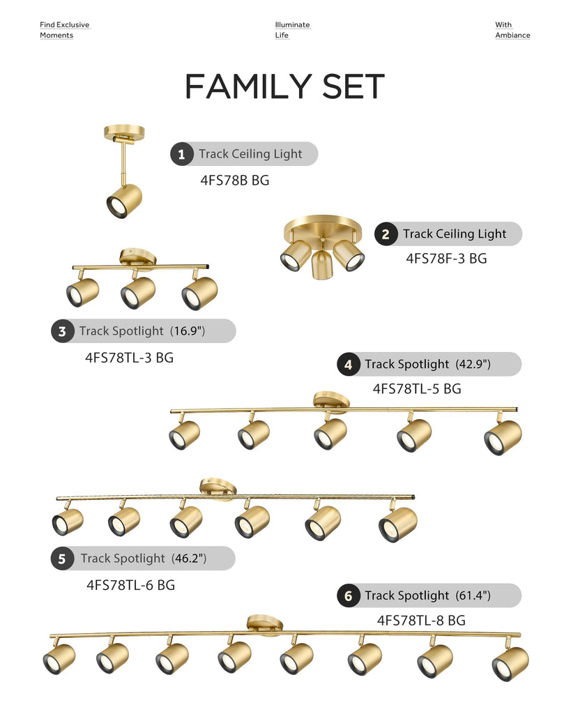 43" Adjustable LED Track Light - 3000K Gold Ceiling Track Lighting Fixture, Rotatable | Modern Kitchen Track Lights