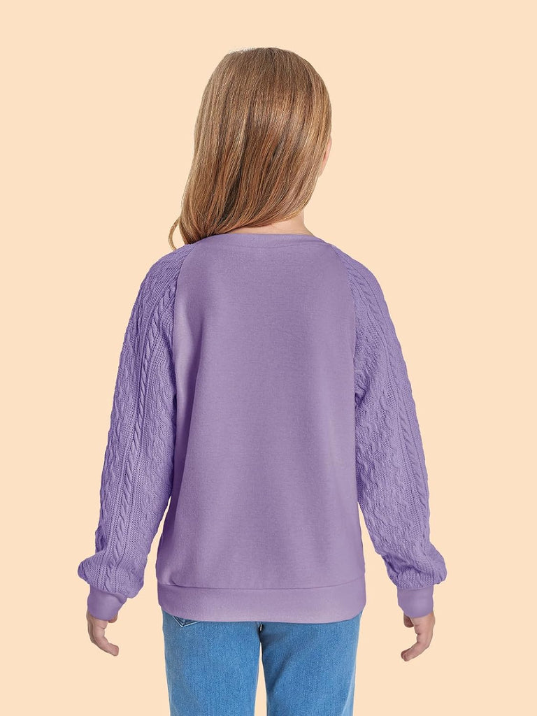 Girls Sweatshirts Kids Casual Cable Knit Long Sleeve Shirts