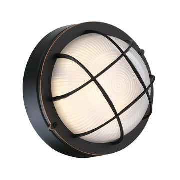 8" Round Bulkhead LED Light Oil Rubbed Bronze - Nautical Outdoor Wall Light 3000K - 15W, Waterproof