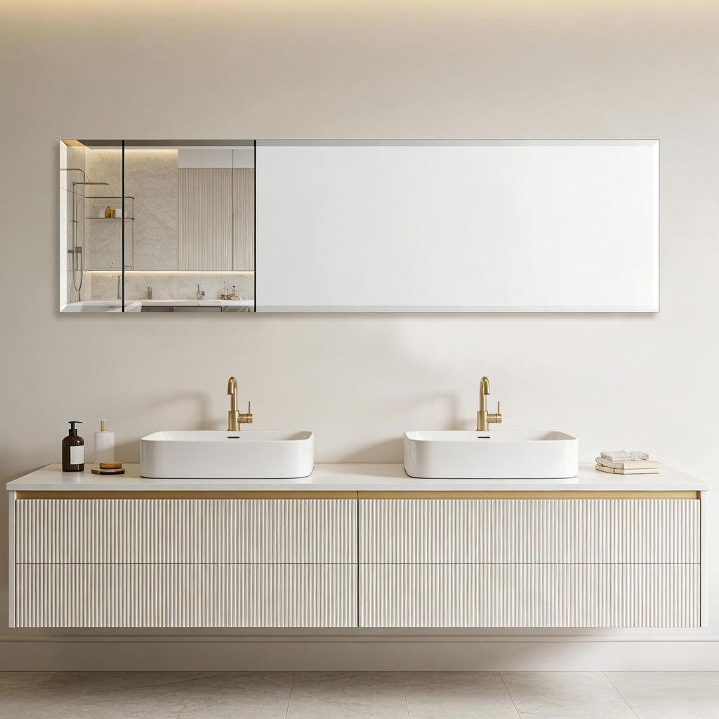 Frameless Full Length Mirror for Wall, 55x16 Inch Bathroom Vanity Mirror