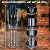 4 Sets 8 Arm Acrylic Candle Holder, Mjkeomo 38.5'' Tall Candelabra Centerpieces for Tables Clear Candlesticks Holder